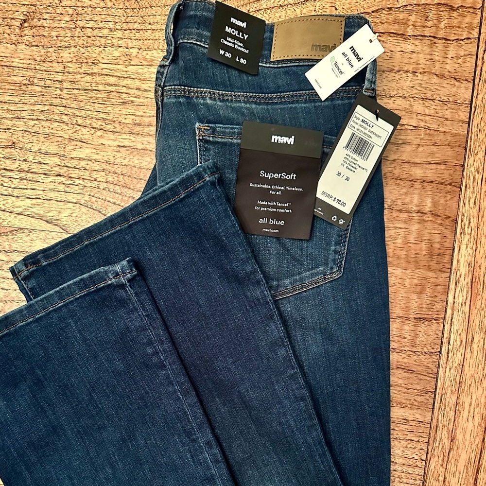 Mavi Molly Mid-Rise Classic Boot Cut Jeans in Indigo - Picture 2 of 2